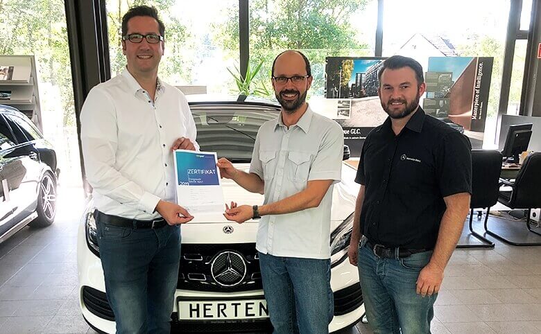Zertifikat für absolvierten Energieaudit im Mercedes-Benz Autohaus Herten – Eifel