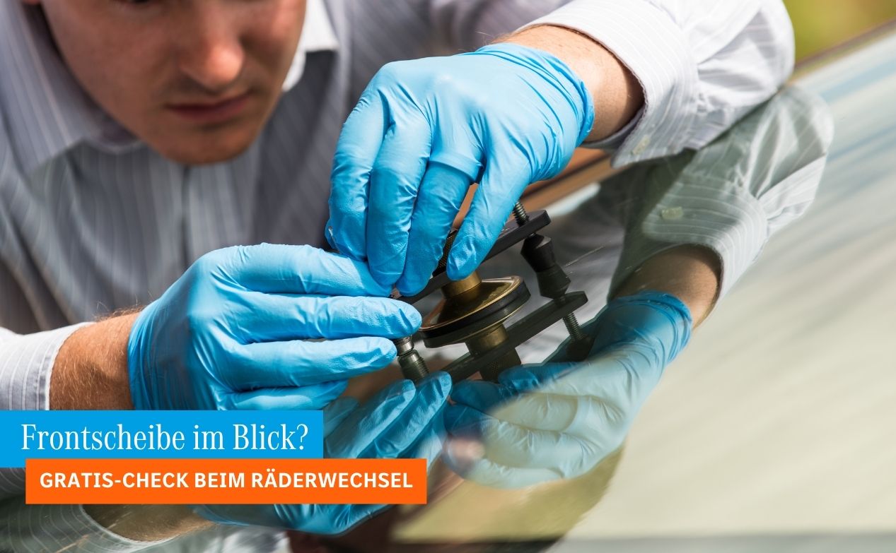 Wenn Sie Ihre Räder bei der Autohaus Herten Gruppe wechseln lassen, können Sie gleich Ihre Frontscheibe kostenlos mit prüfen lassen.